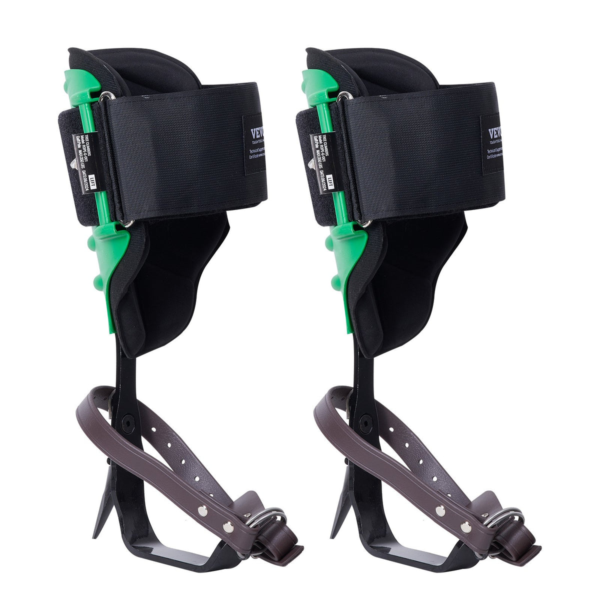 Tree Climbing Spikes 1Pair Alloy Steel 350lbs with Straps Spike Protectors Green