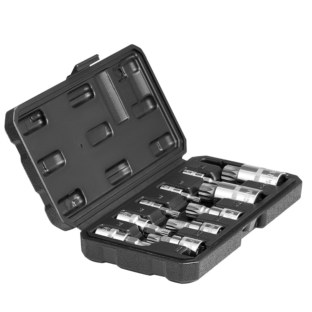 XZN Triple Square Spline Bit Socket Set 10-Piece M4-M18 with Storage Case
