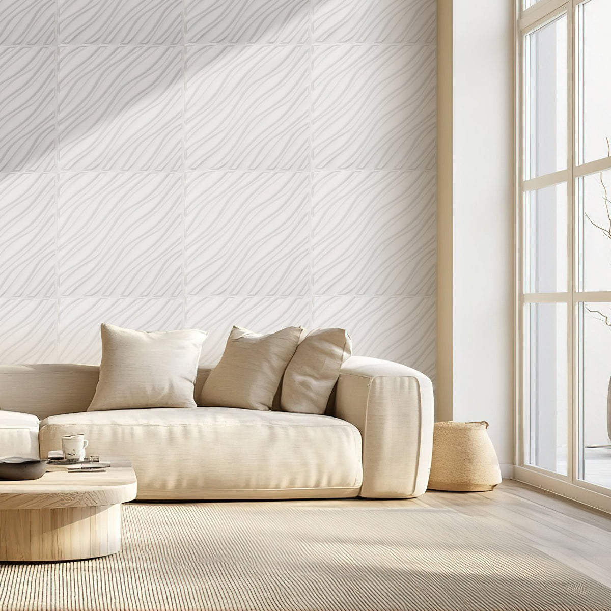 3D Wall Panels 12-Pack 50x50cm PVC Wave Tiles 2.97m² Matte White Home Decor