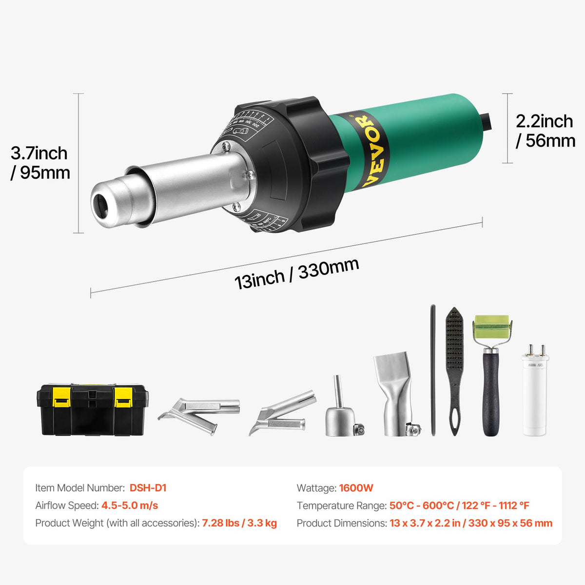 Hot Air Plastic Welder 1600W, PVC TPO Vinyl Heat Gun Kit with 9 Tools PP/PE/PVC!