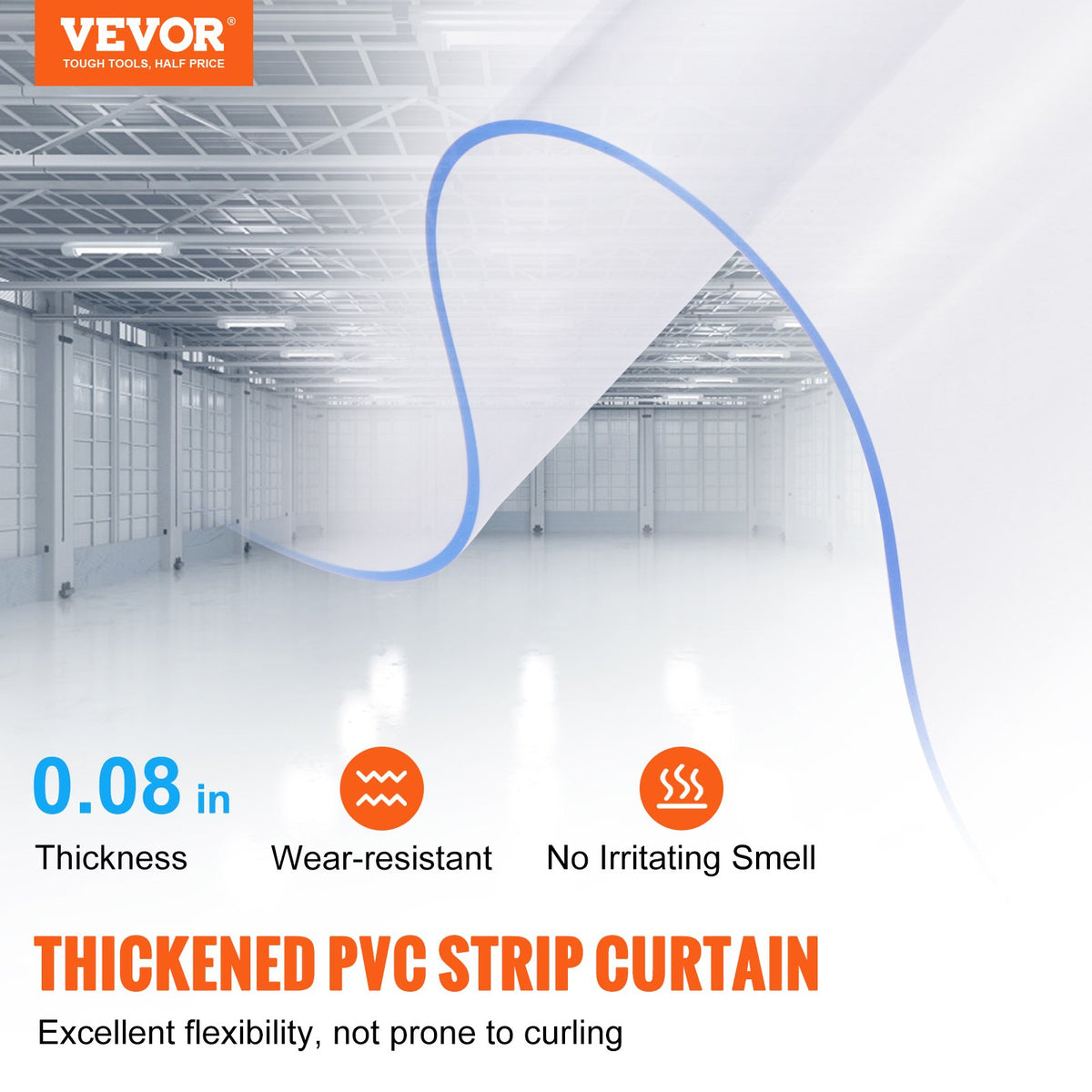 Strip Curtain 84x60" 0.08" Thick 10PCS Clear PVC Door Strips with 50% Overlap