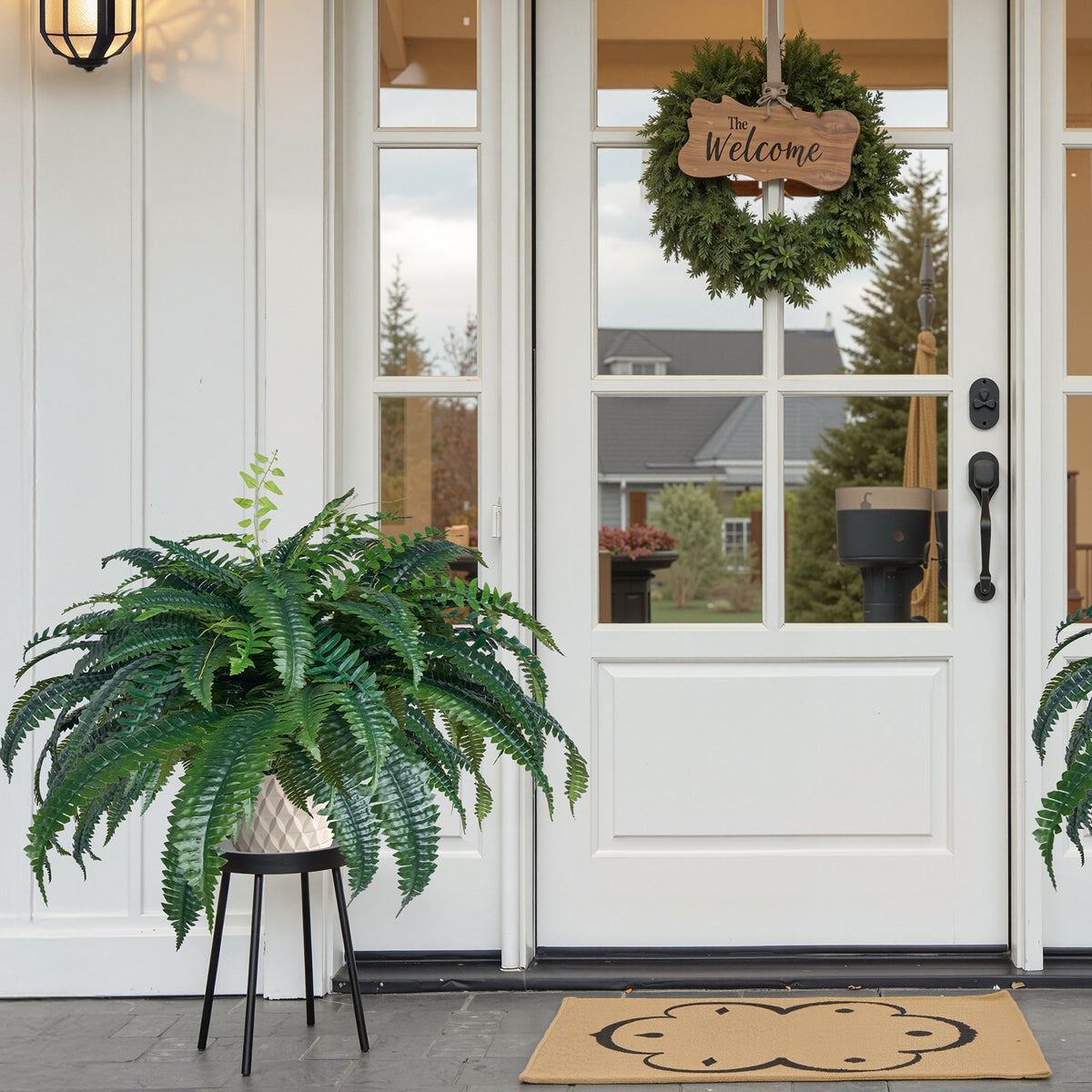 Artificial Ferns 43-47" Large Hanging Faux Boston Ferns 88 Branches Décor
