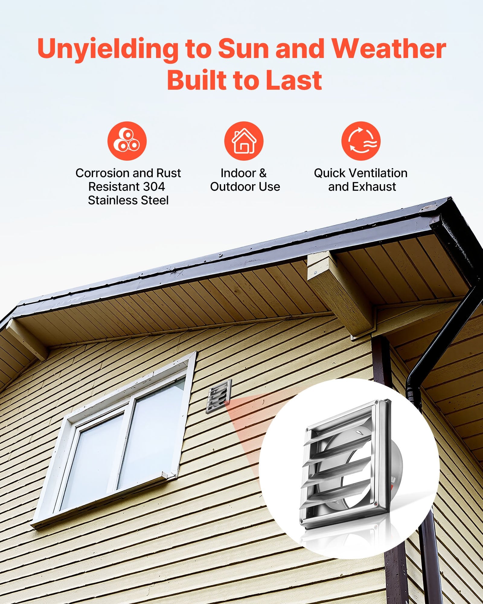 145mm Wall Vent Cover Louvered Square AC Vent Stainless Rubber Gasket 1 Pack