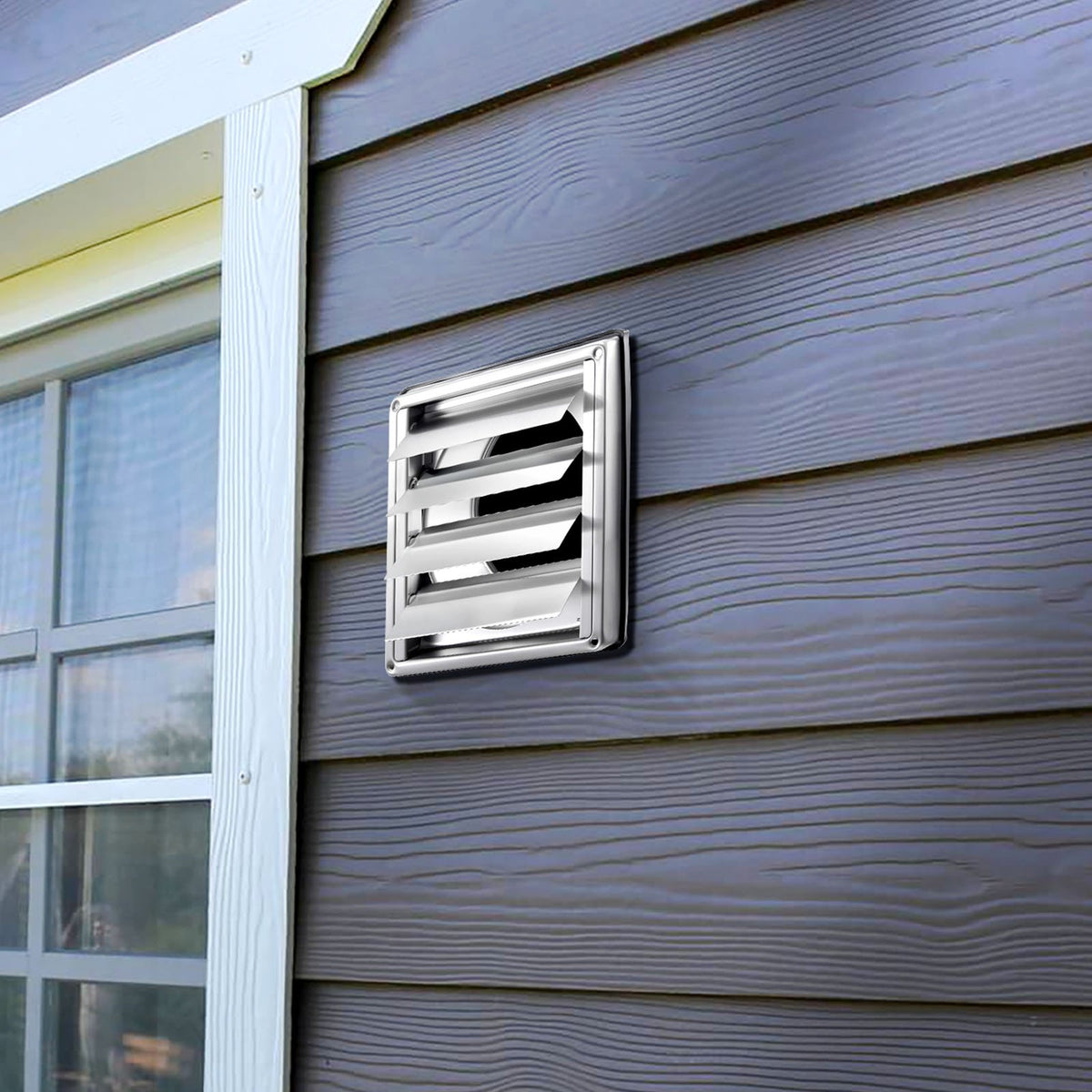 145mm Wall Vent Cover Louvered Square AC Vent Stainless Rubber Gasket 1 Pack