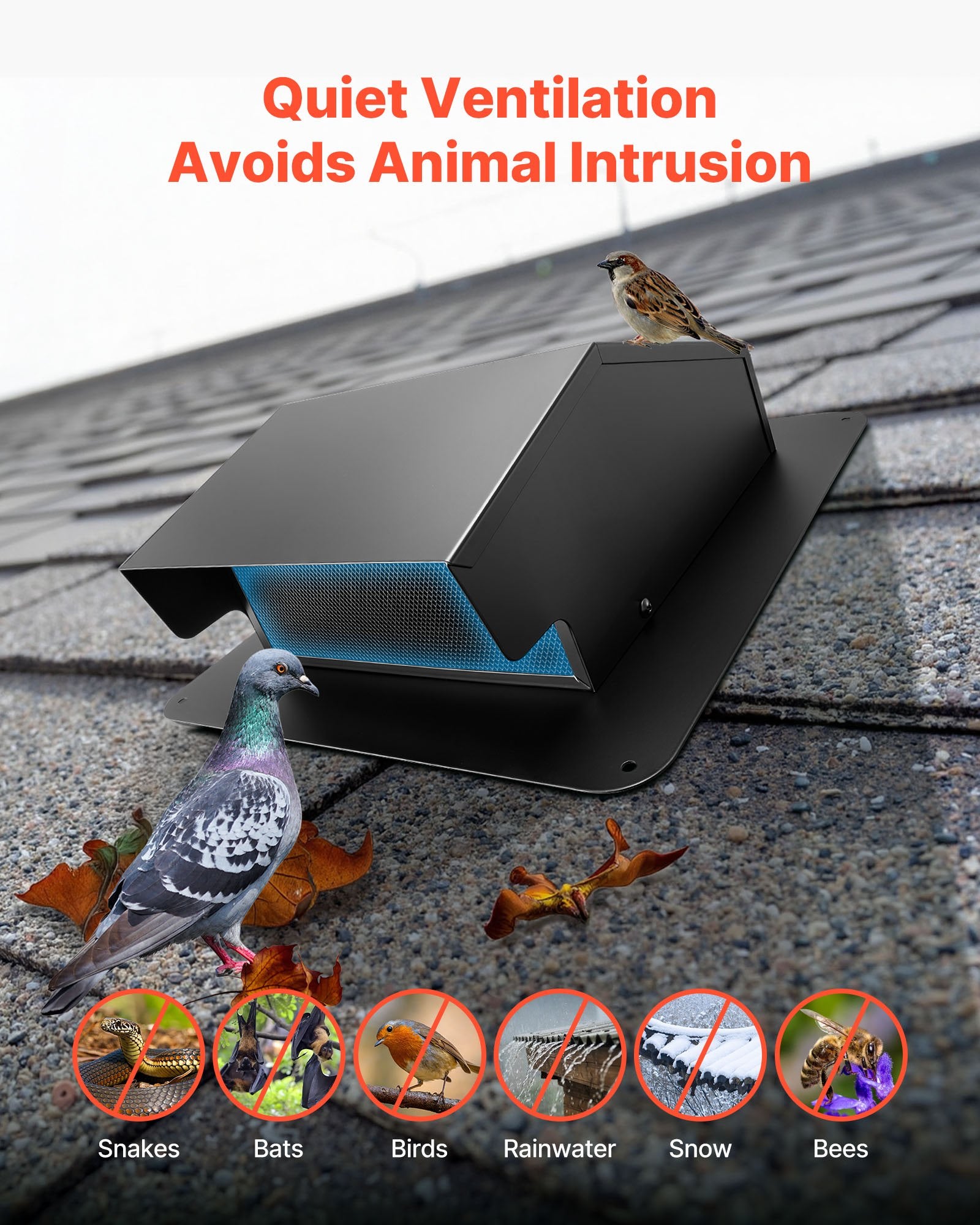 Hooded Wall Vent Cover with Protection Screen for AC and Exhaust Ventilation