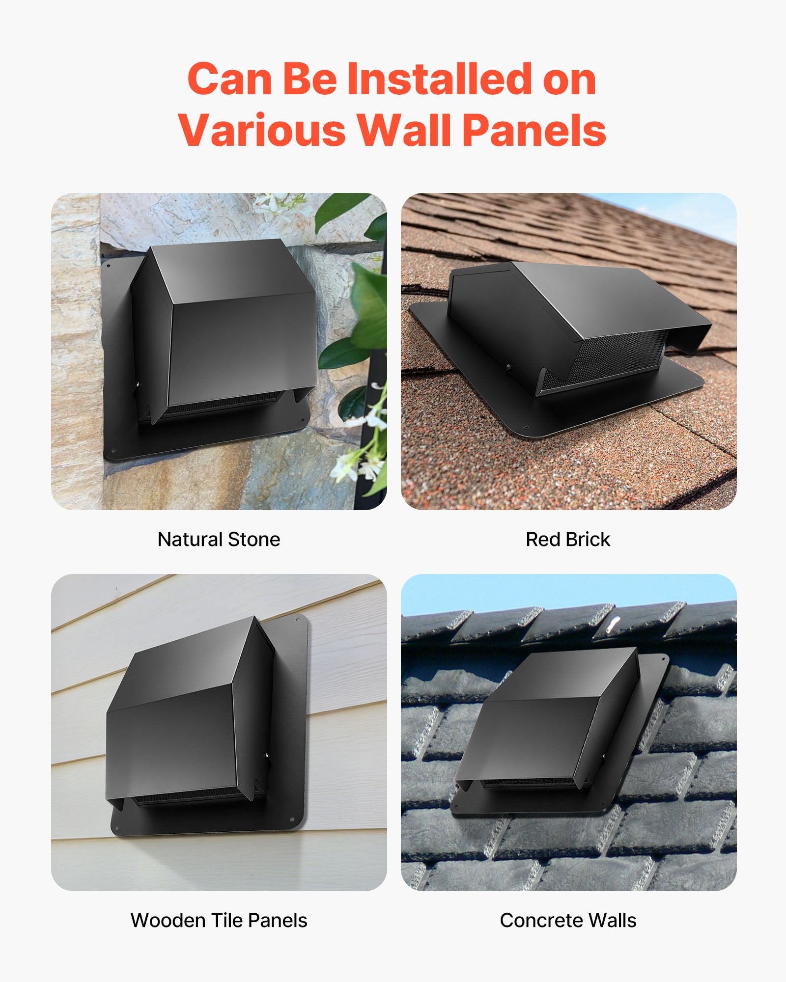 Hooded Wall Vent Cover with Protection Screen for AC and Exhaust Ventilation