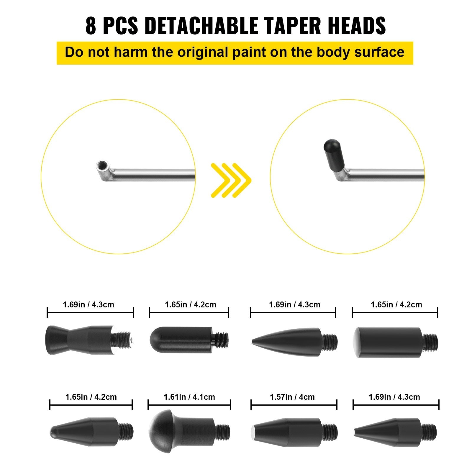Rods Dent Removal Kit 13PCS Paintless Repair Tools Stainless Steel Tapper Heads