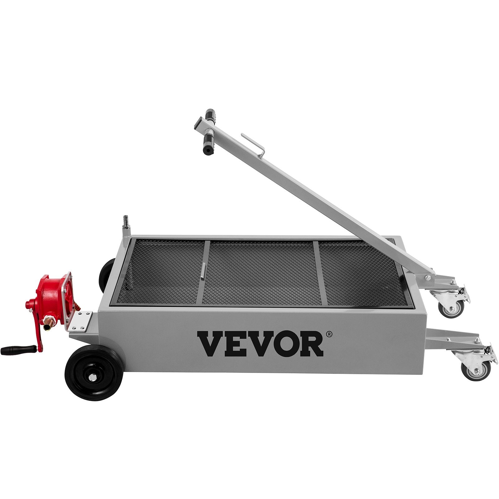 Low Profile Oil Drain Pan Truck Drain Pan 57 L with Pump Hose Casters