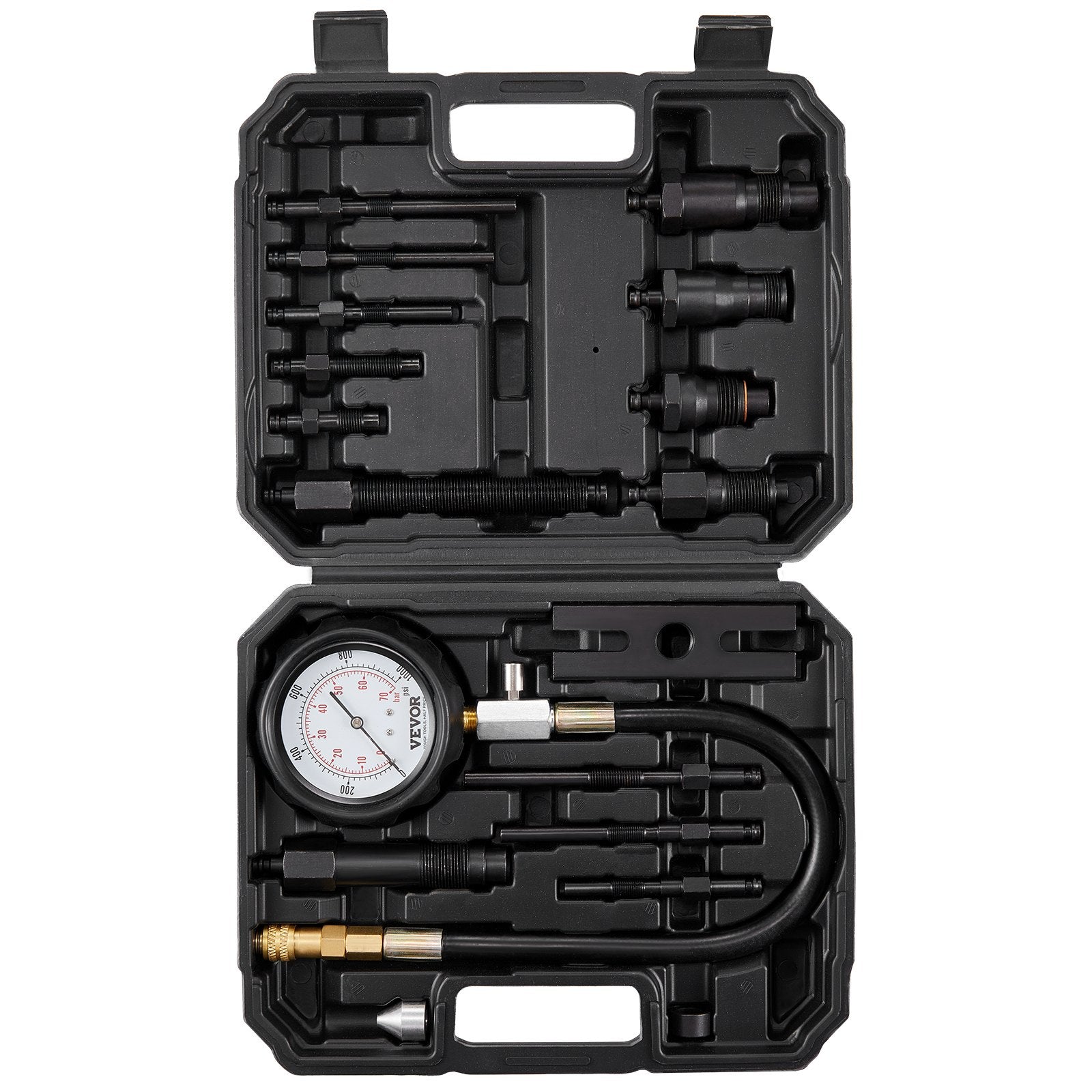 Diesel Engine Compression Tester 18PCS 0-1000 PSI Gauge with Cylinder Adapters