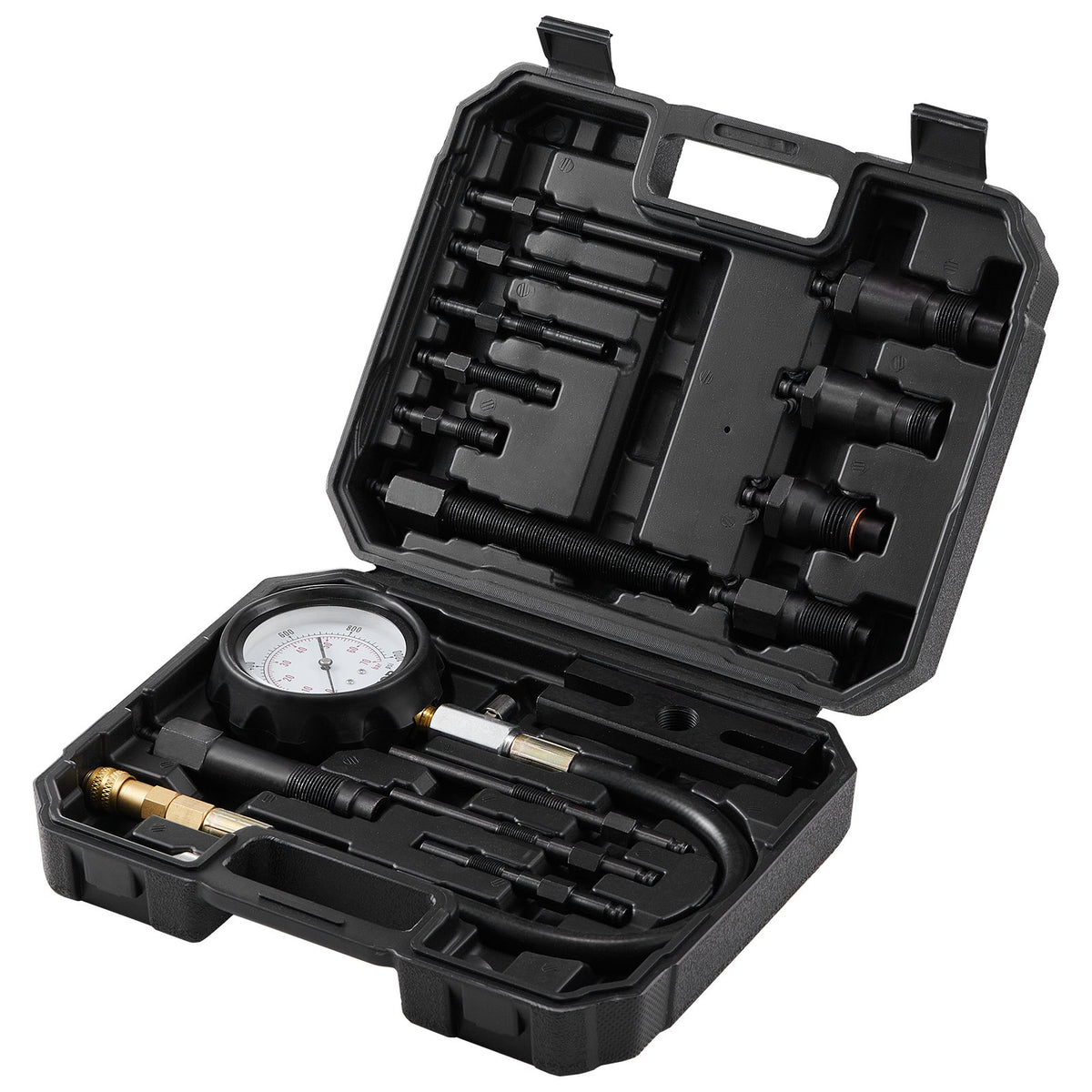 Diesel Engine Compression Tester 18PCS 0-1000 PSI Gauge with Cylinder Adapters