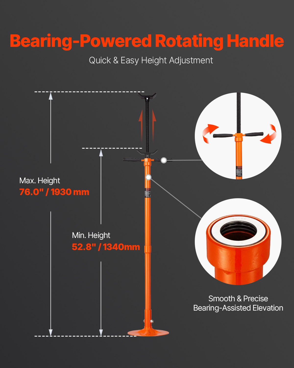 Underhoist Support Stand 3/4 Ton Jack Stand 52.8-76 in Lift Range