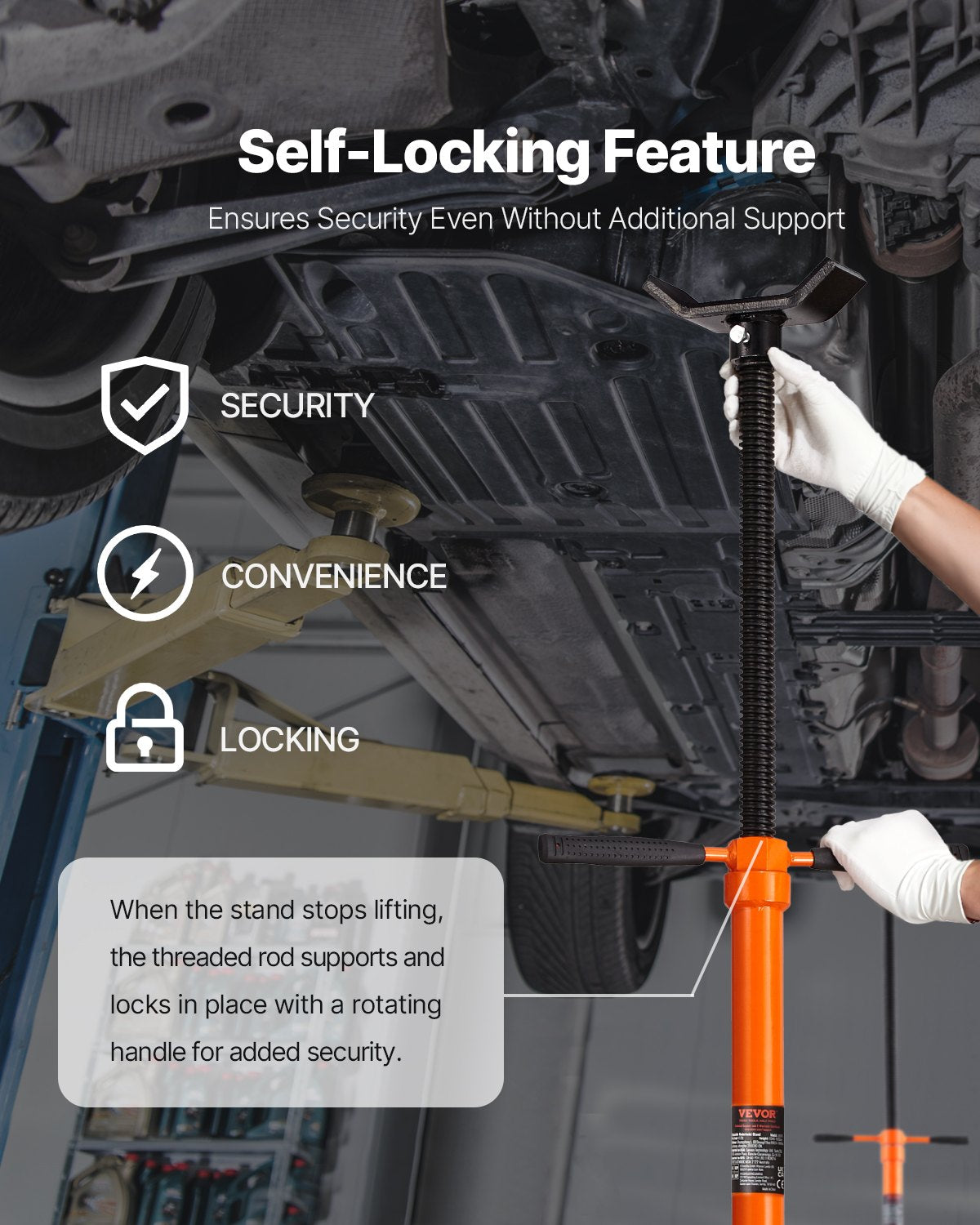 Underhoist Support Stand 3/4 Ton Jack Stand 52.8-76 in Lift Range