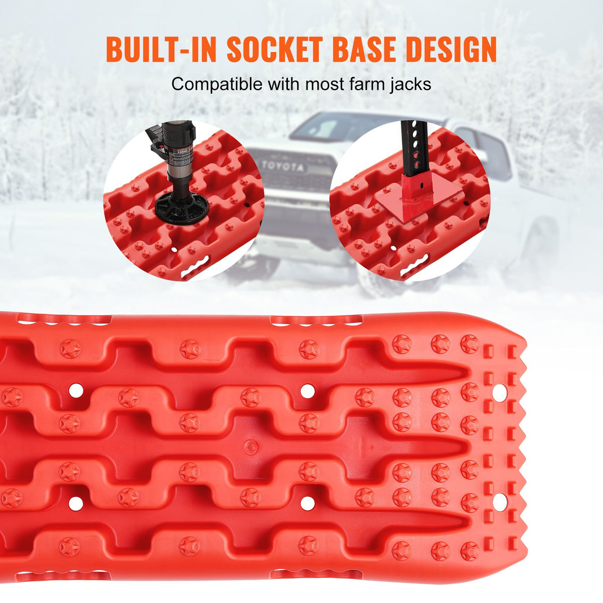 10 TON Traction Boards PP Recovery Mats for Off-Road Vehicles Pair Short Red