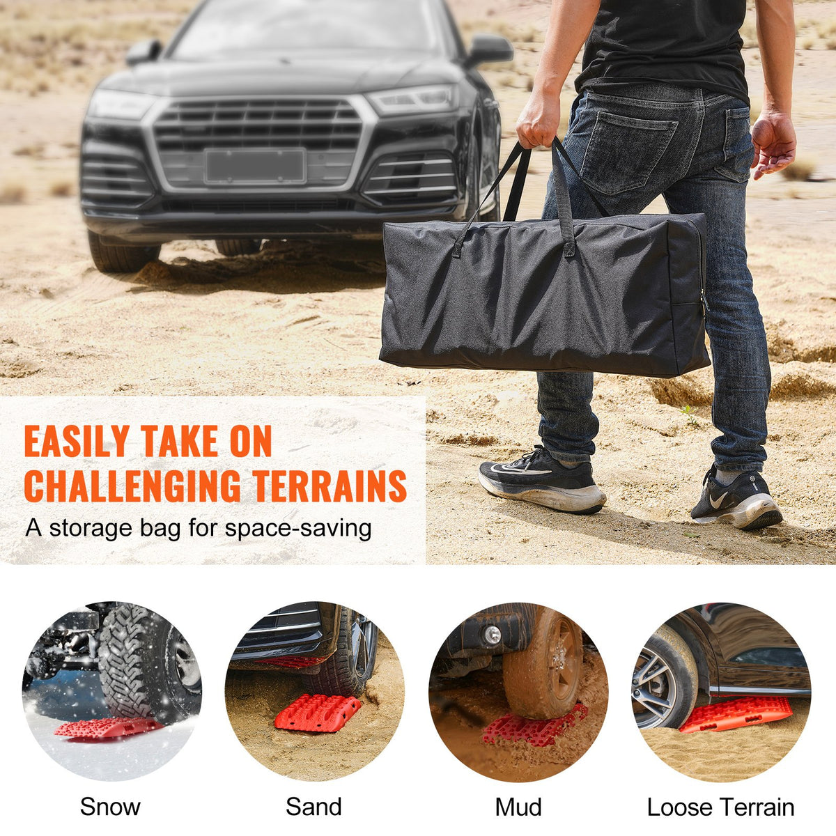 10 TON Traction Boards PP Recovery Mats for Off-Road Vehicles Pair Short Red