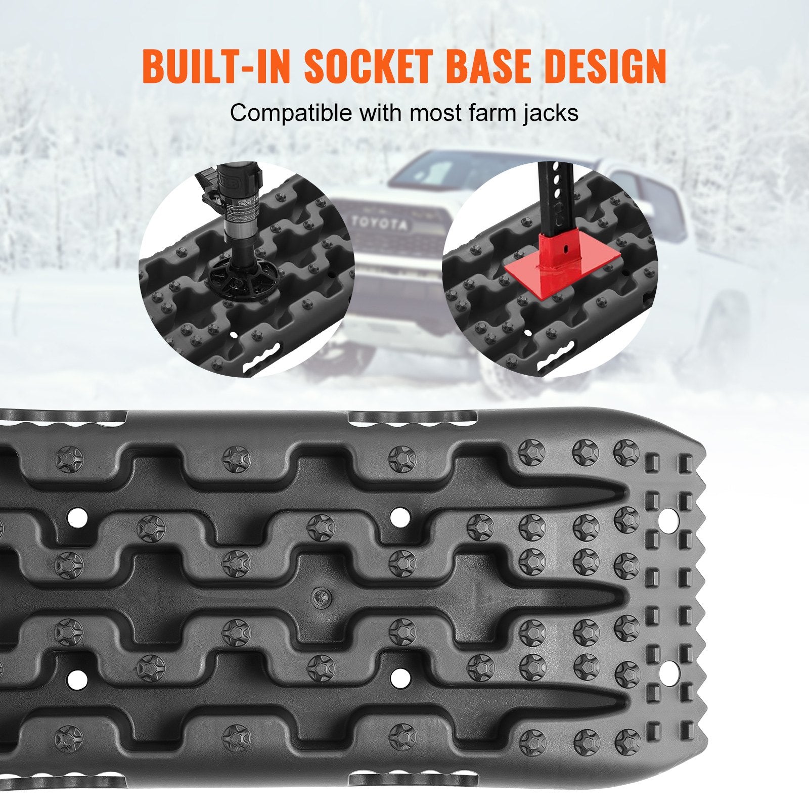 10 TON Traction Boards PP Recovery Mats for Off-Road Vehicles Pair Short Black