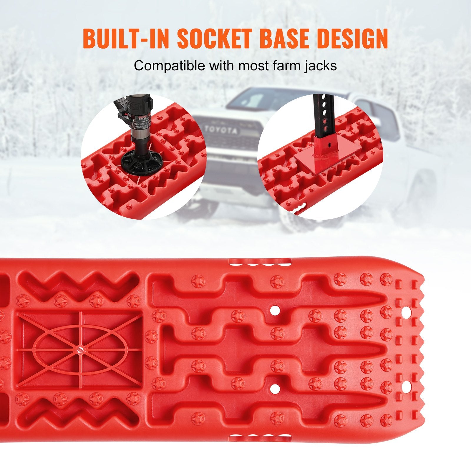 10 TON Traction Boards PP Recovery Mats for Off-Road Vehicles Pair Long Red