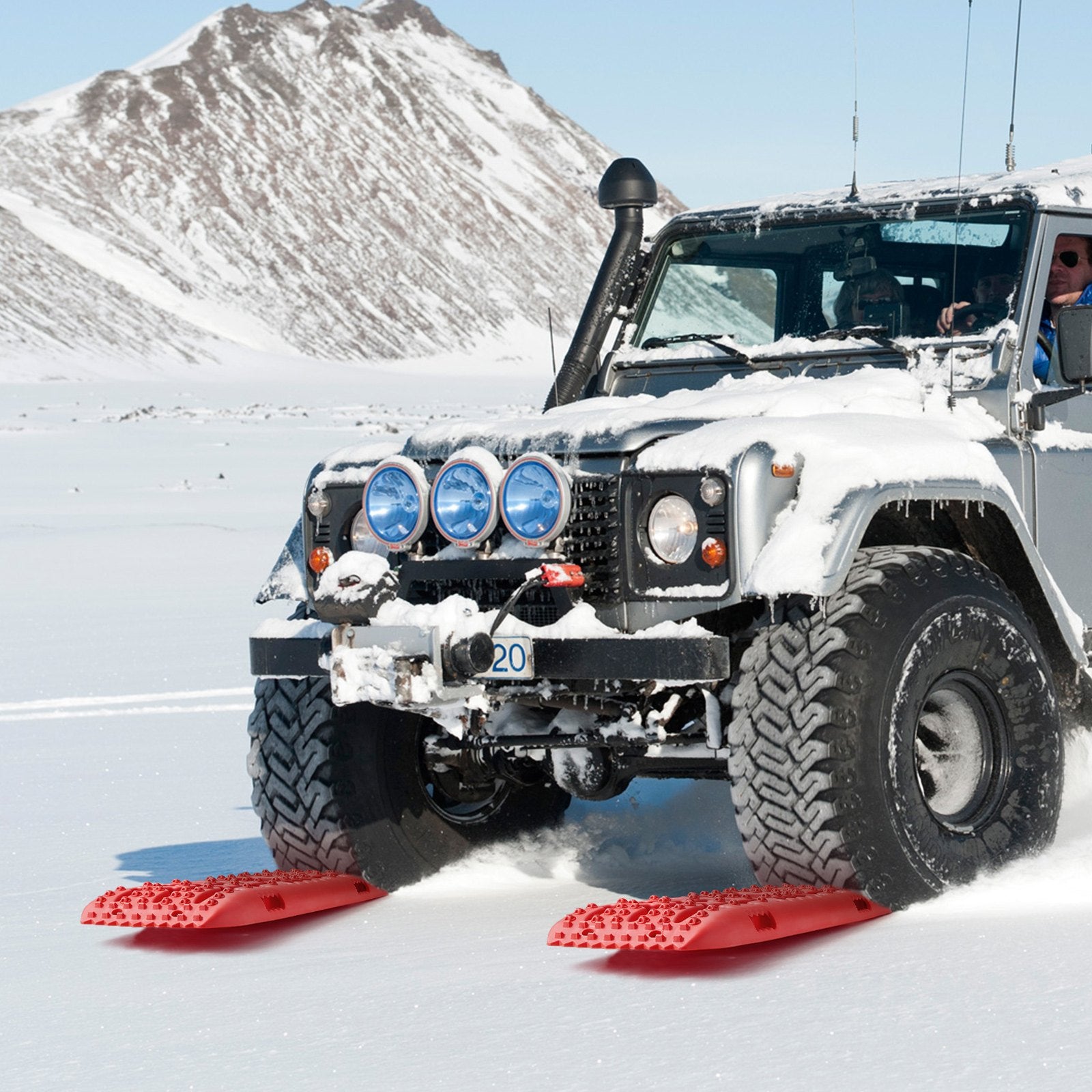 10 TON Traction Boards PP Recovery Mats for Off-Road Vehicles Pair Long Red