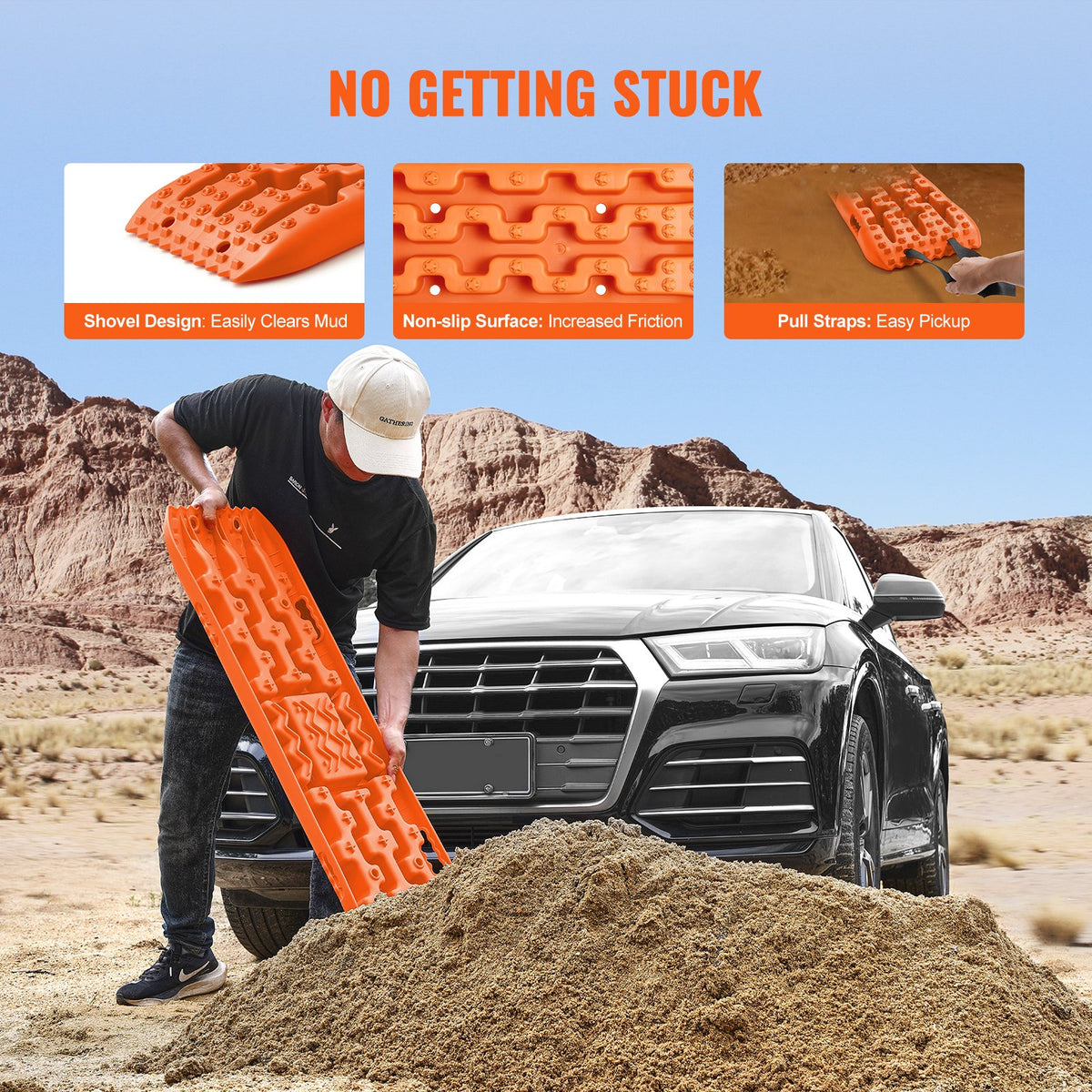 10 Ton Traction Boards Recovery Mats for Off-Road Vehicles Orange