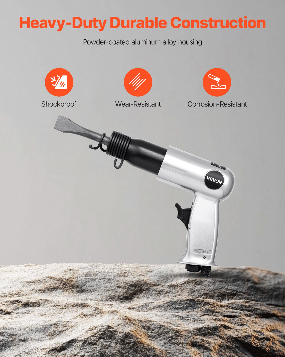 Air Hammer 3500BPM, 70mm Stroke with 4PCS Chisels, Pistol-Grip Pneumatic Tool