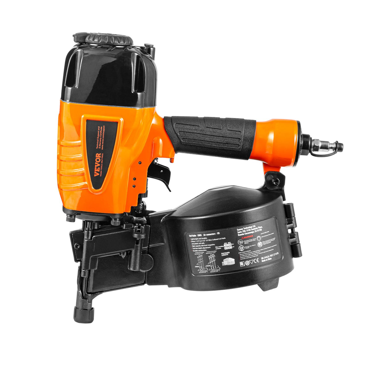 Coil Siding Nailer CN65 32-63mm 15° Nail Gun Tool-Less Depth 70-120PSI