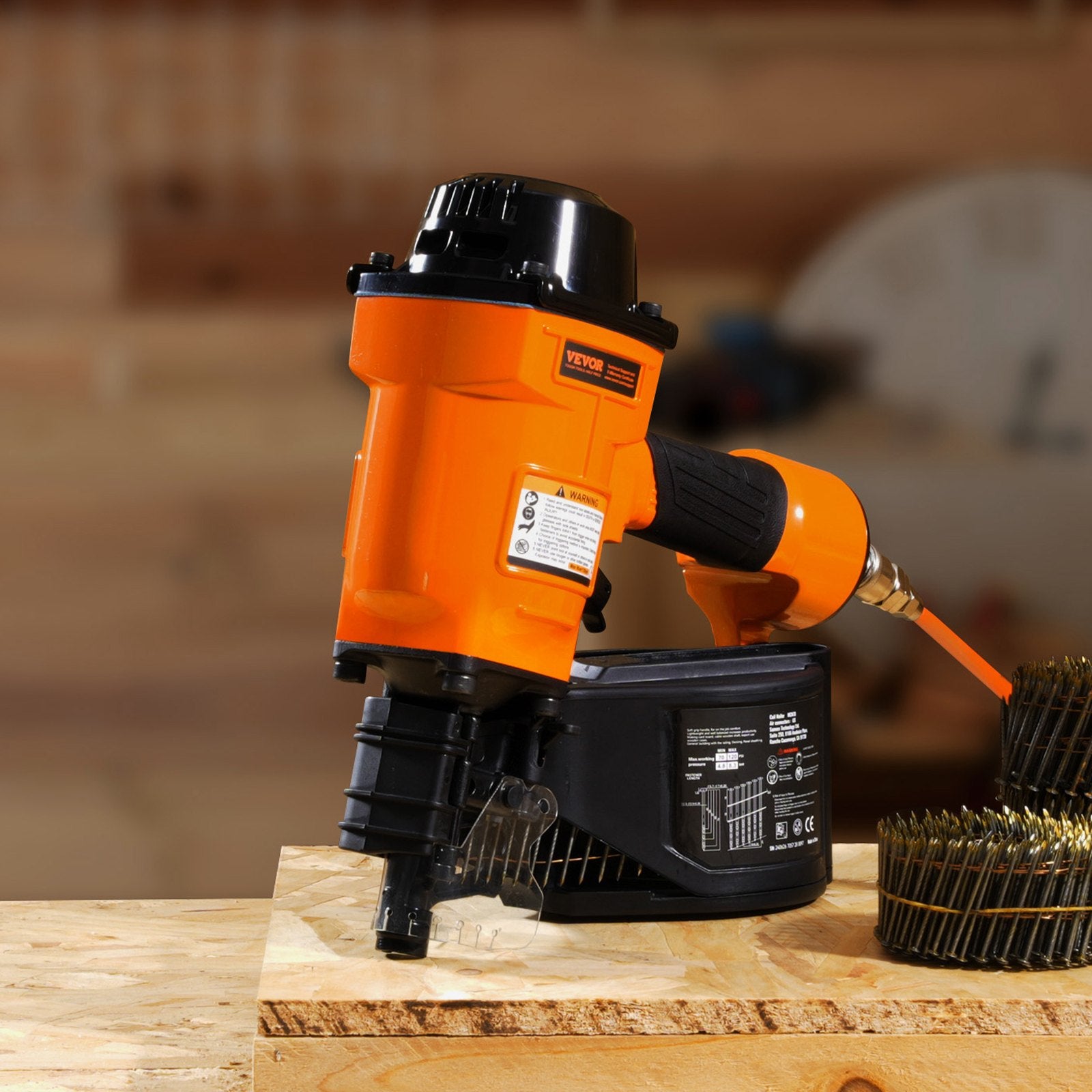 MCN70 Coil Siding Nailer 45-70mm 15° Pneumatic Nail Gun 70-120PSI for Framing