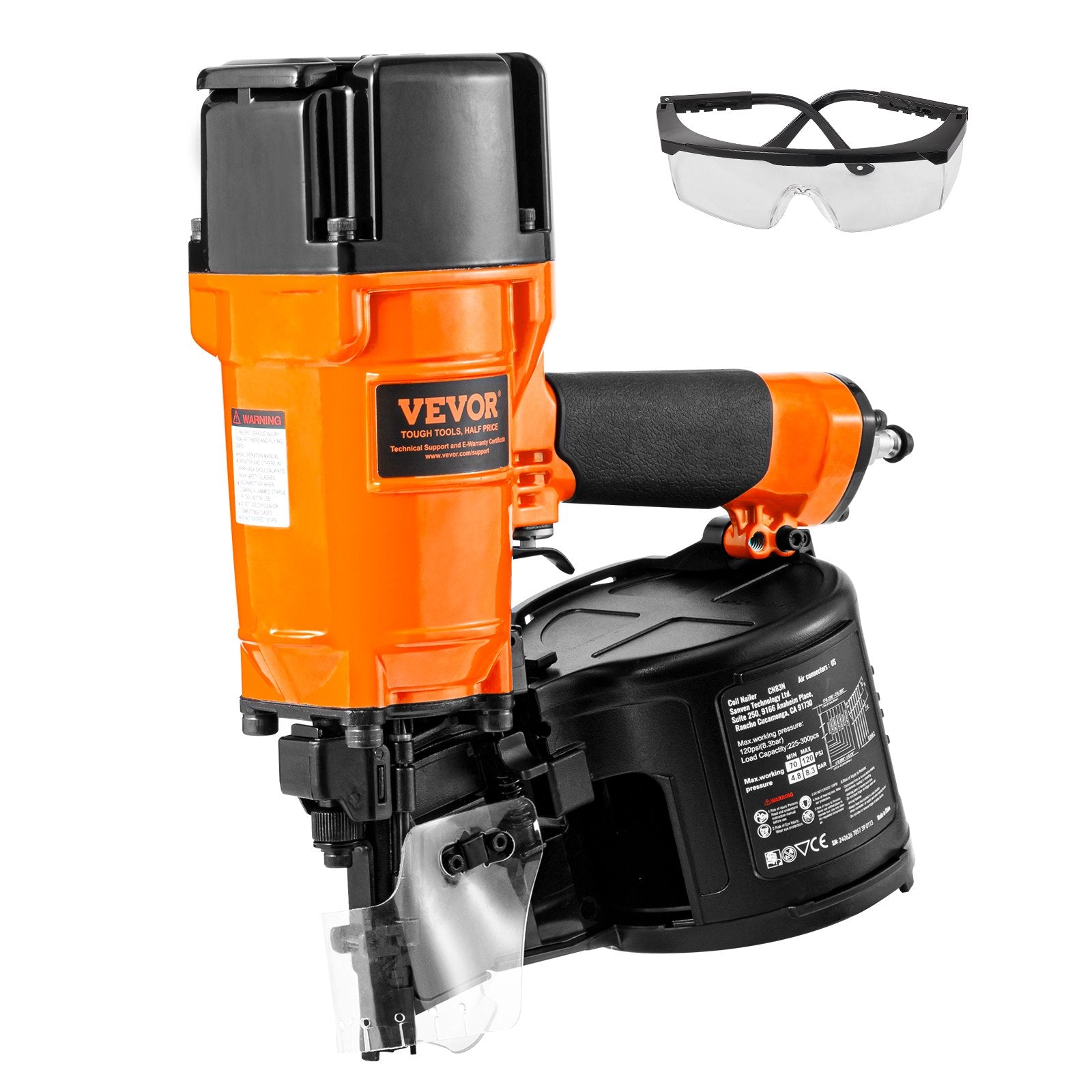 Coil Siding Framing Nailer CN83N Pneumatic Nail Gun 50-83mm Tool-Less 15°