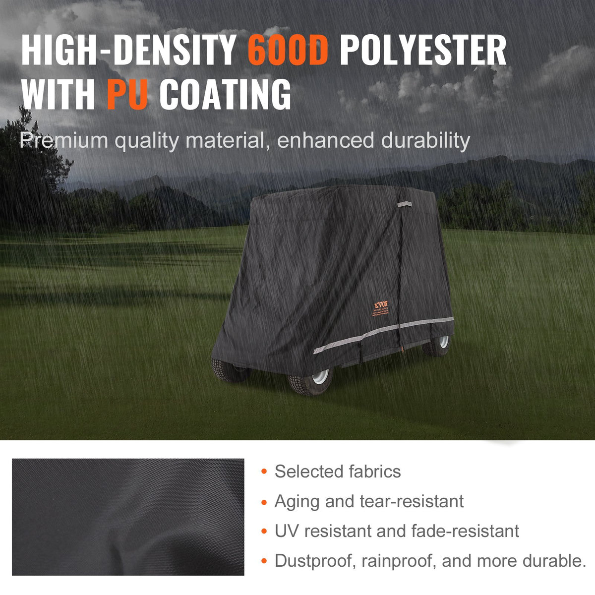 2+2 Passenger Golf Cart Full Waterproof Cover with Three Zipper Doors