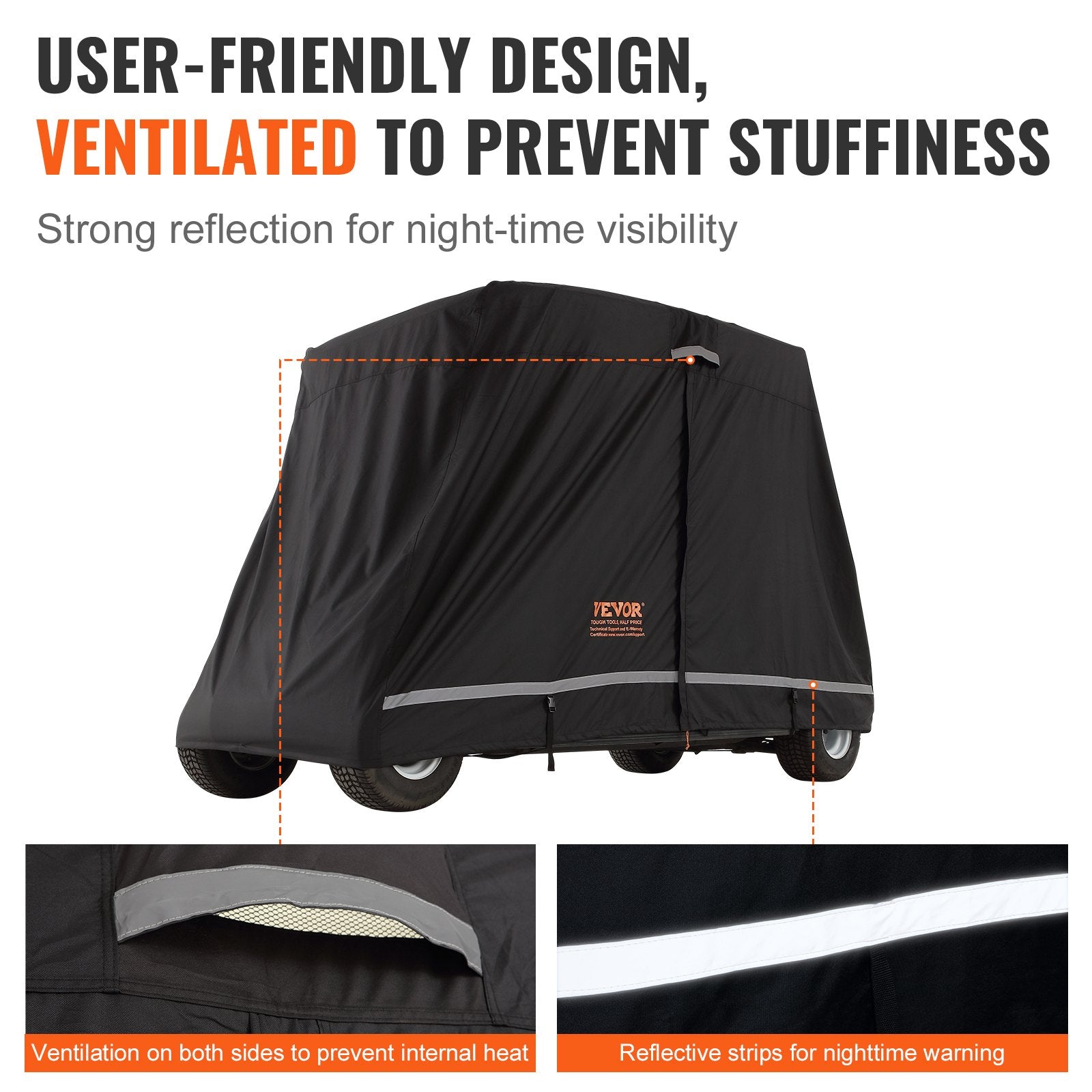 2+2 Passenger Golf Cart Full Waterproof Cover with Three Zipper Doors