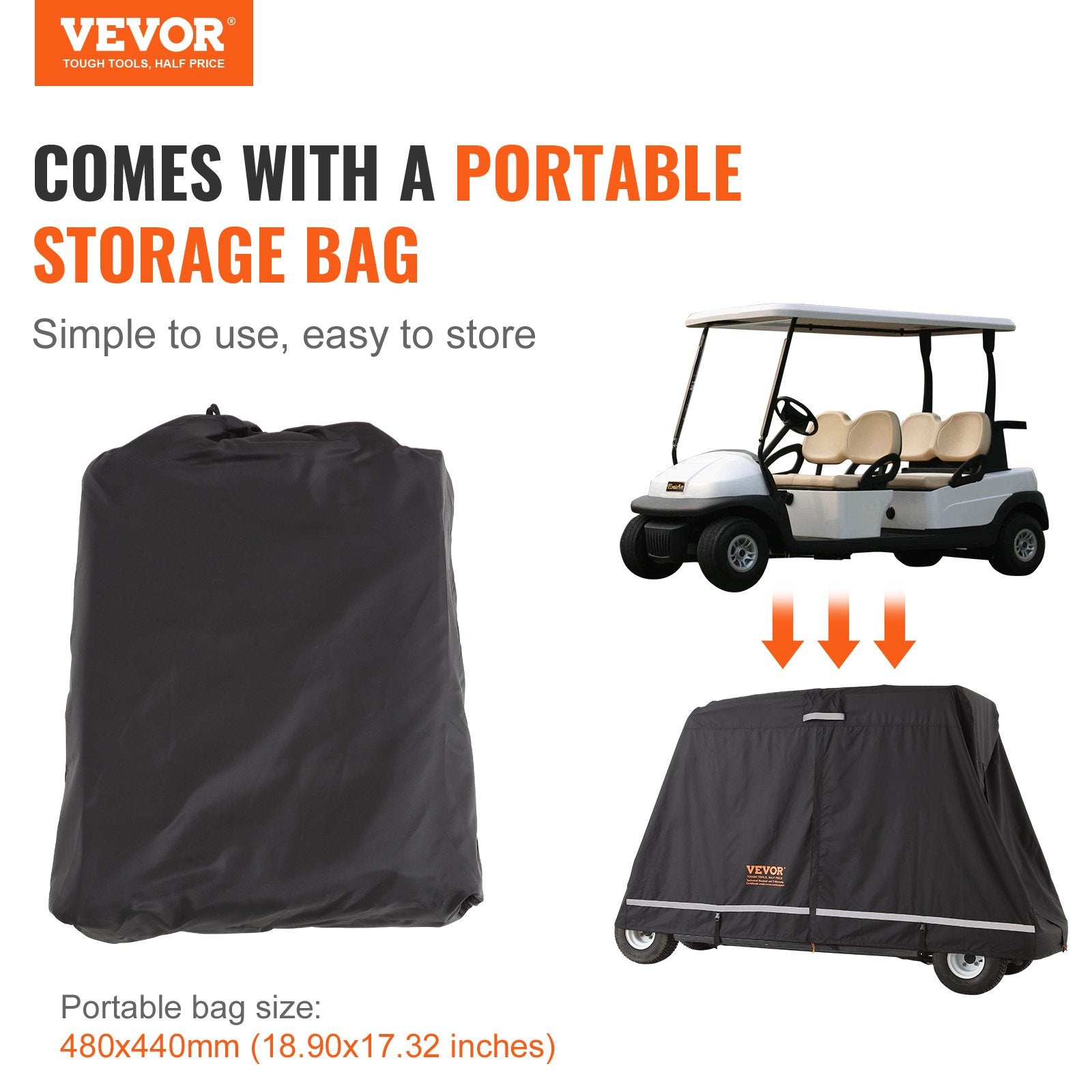 2+2 Passenger Golf Cart Full Waterproof Cover with Three Zipper Doors