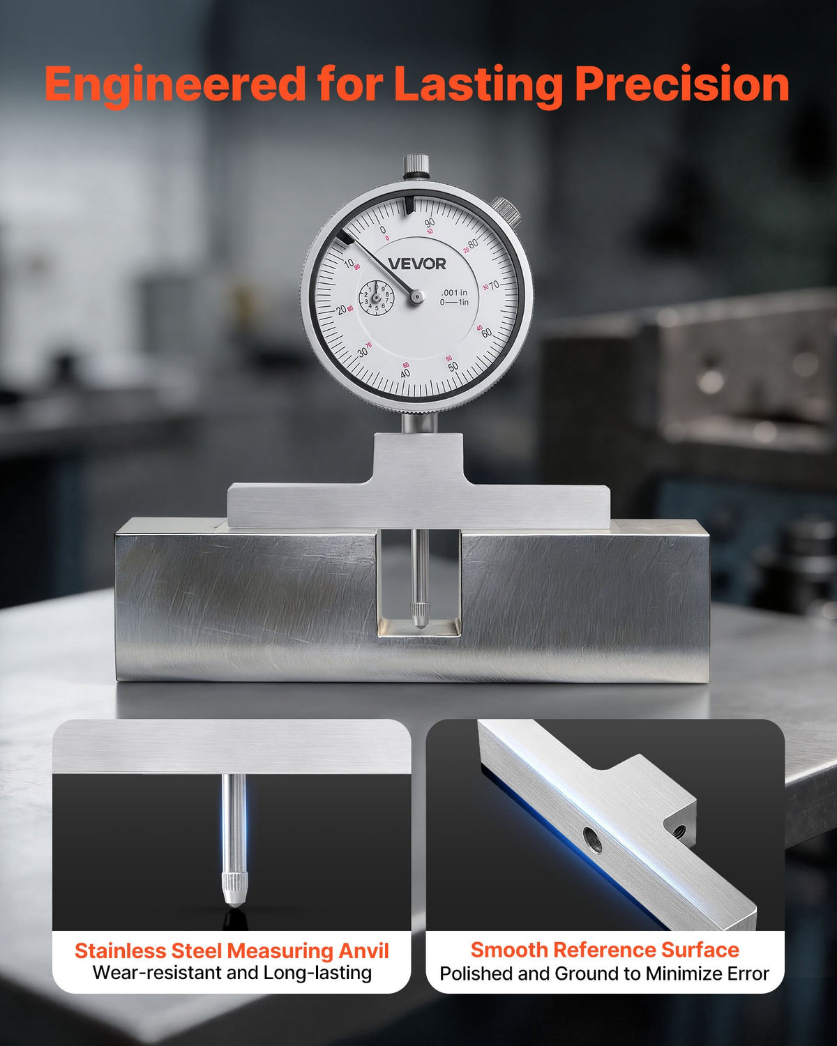 Depth Gauge Micromtr 0-22in Range 0.001in Res 4 Anvils 6 Rods Groove Step Hole