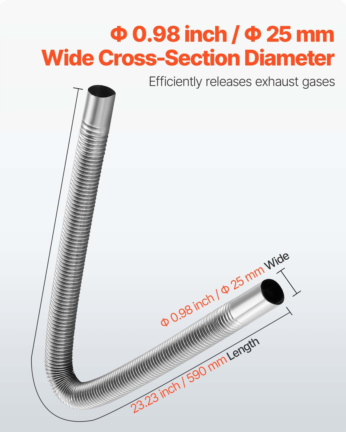 600mm Stainless Steel Diesel Heater Exhaust Hose with Clamps 2-8KW Flexible Line
