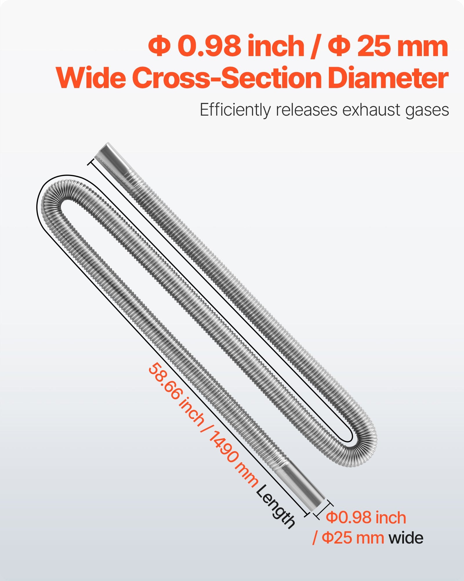 1490mm Stainless Steel Diesel Heater Exhaust Hose with Clamps 2KW-8KW Kit