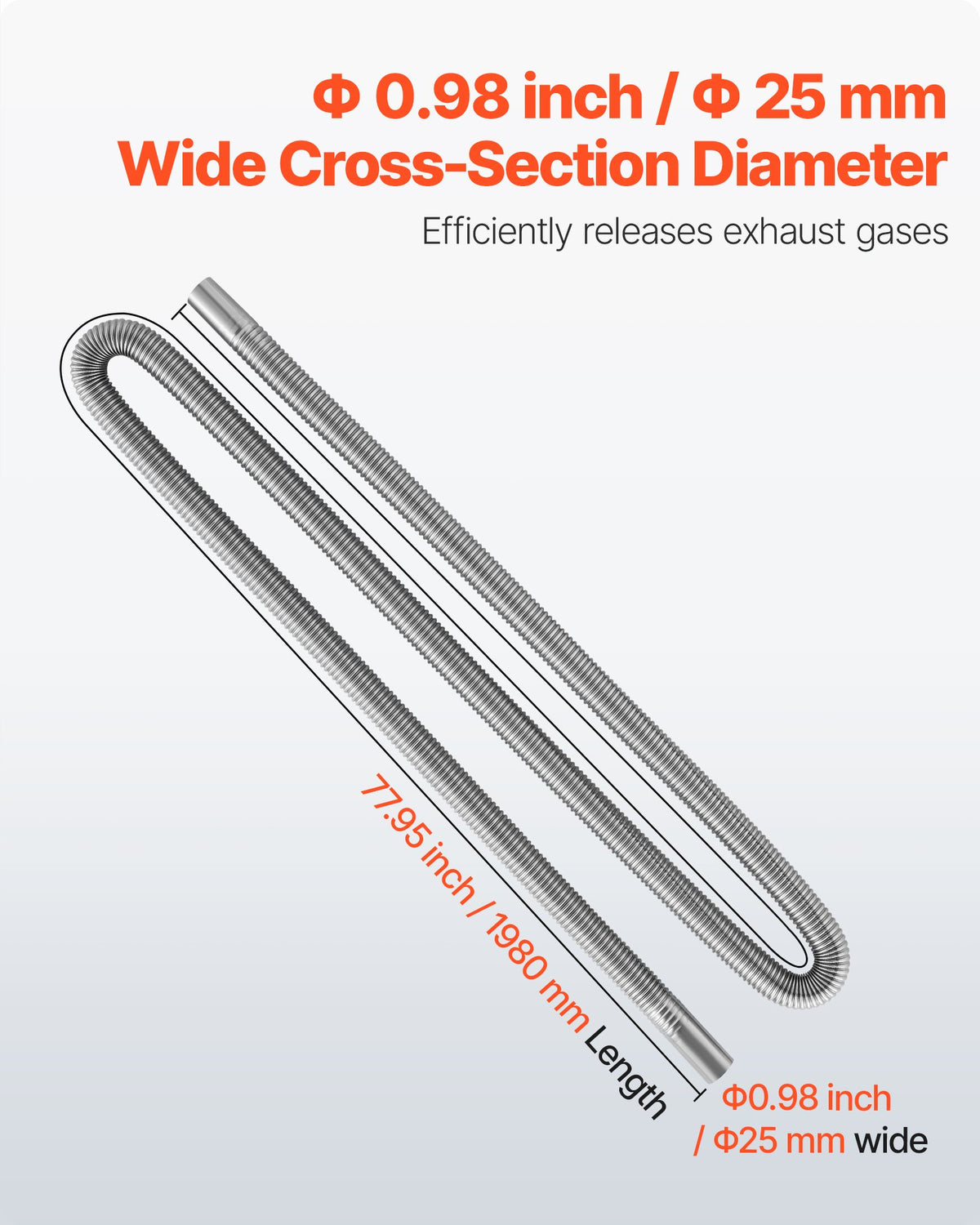 1980mm Stainless Steel Diesel Heater Exhaust Hose with Clamps 2KW-8KW Kit