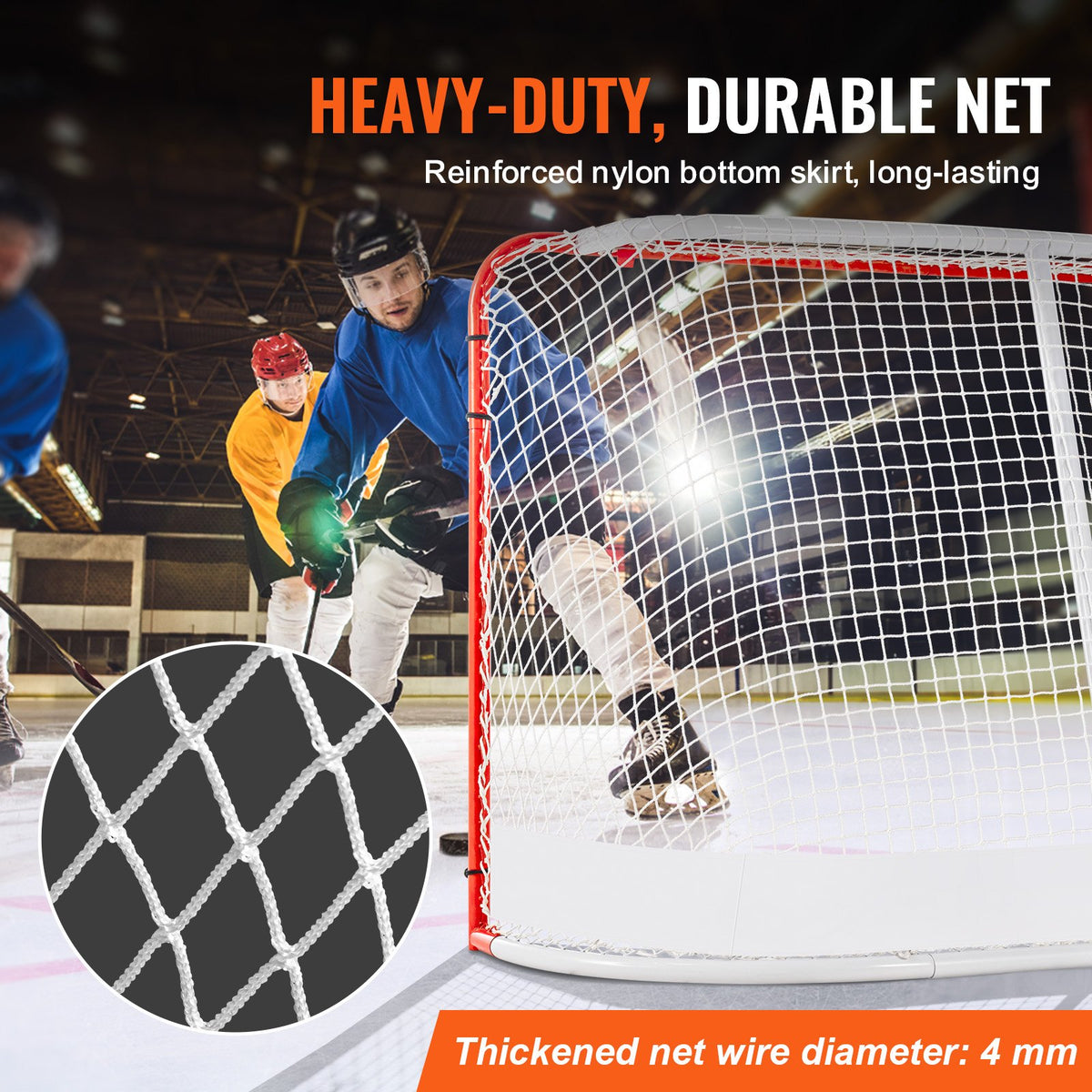 Street Hockey Net Indoor Outdoor Steel Reg Pro Goal Set Portable 72x48 White/Red