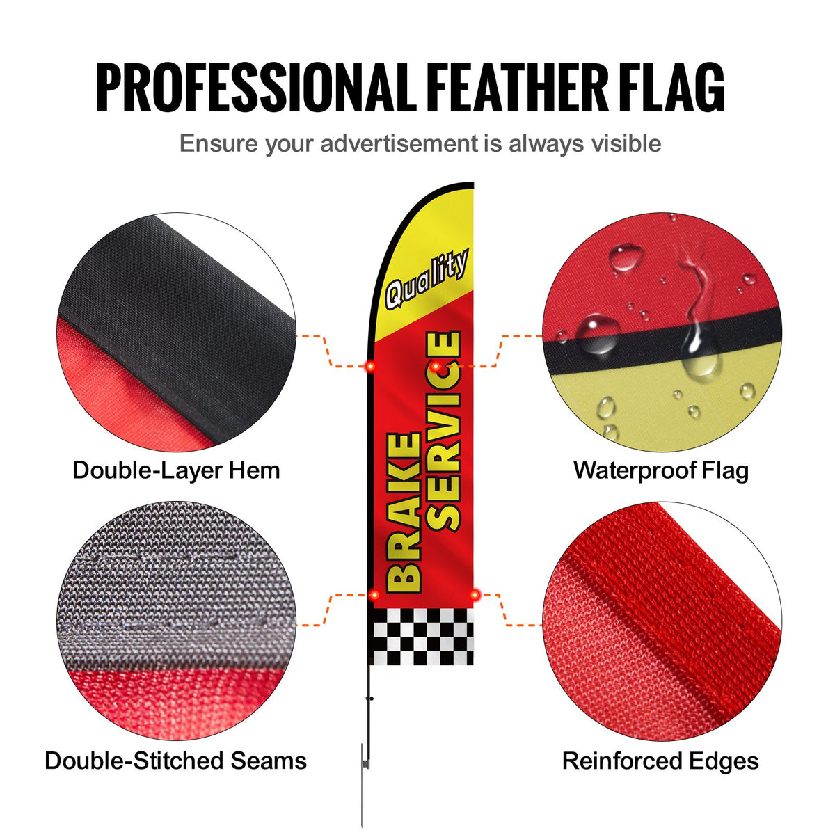 Auto Repair Advertising Feather Flag Kit with 4 Flags Poles Ground Stakes