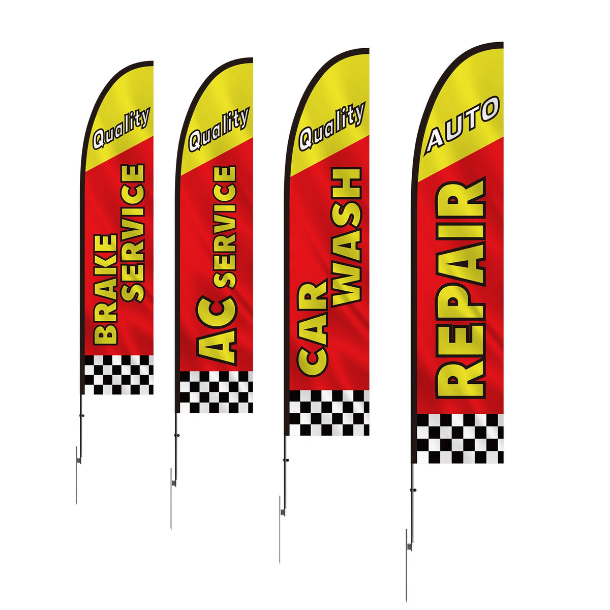 Auto Repair Advertising Feather Flag Kit with 4 Flags Poles Ground Stakes