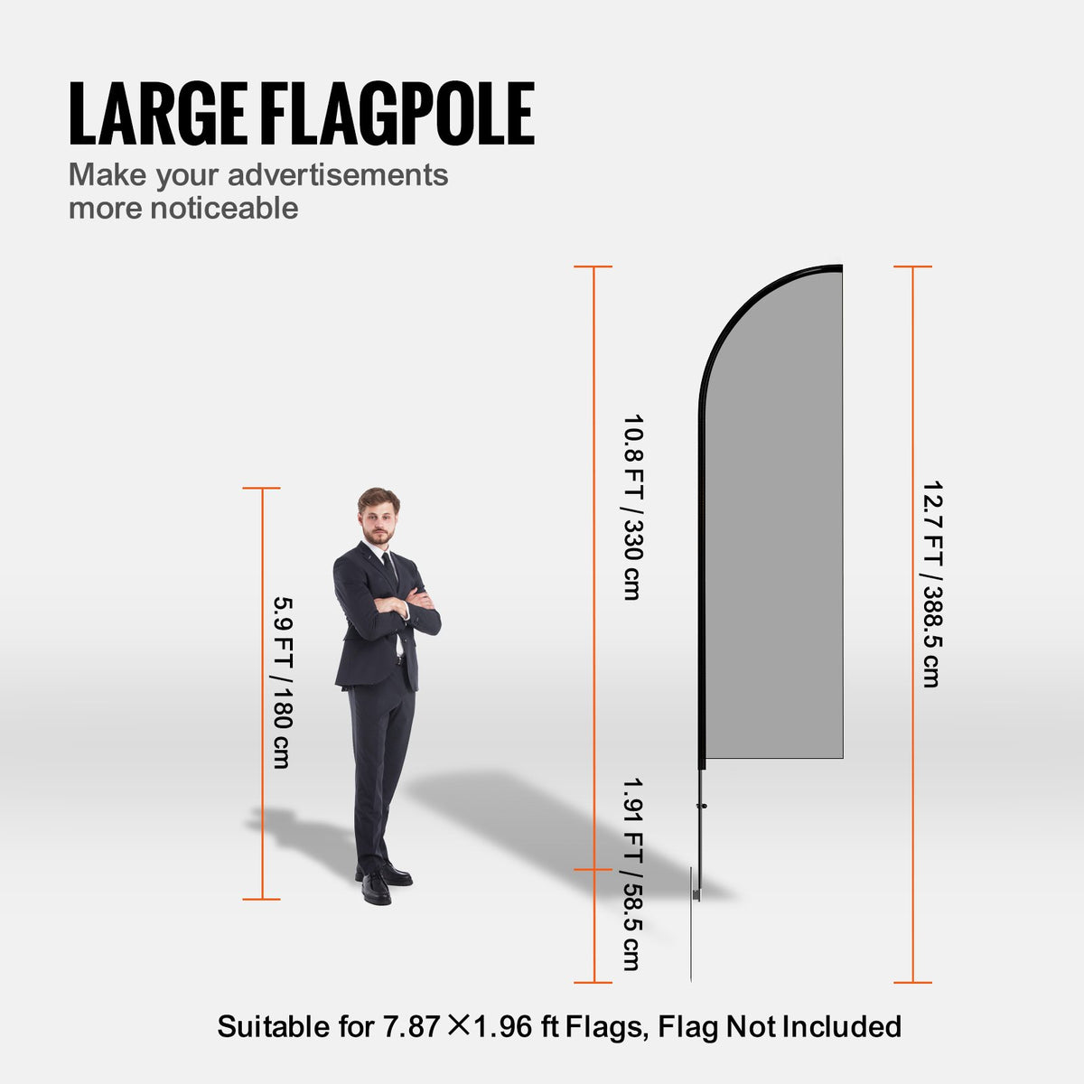 2 Pack Feather Flag Pole Kit 12.7FT with Ground Stakes and Carrying Bag
