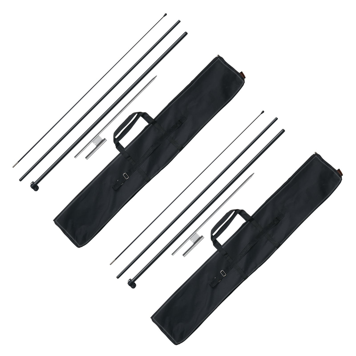 2 Pack Feather Flag Pole Kit 12.7FT with Ground Stakes and Carrying Bag