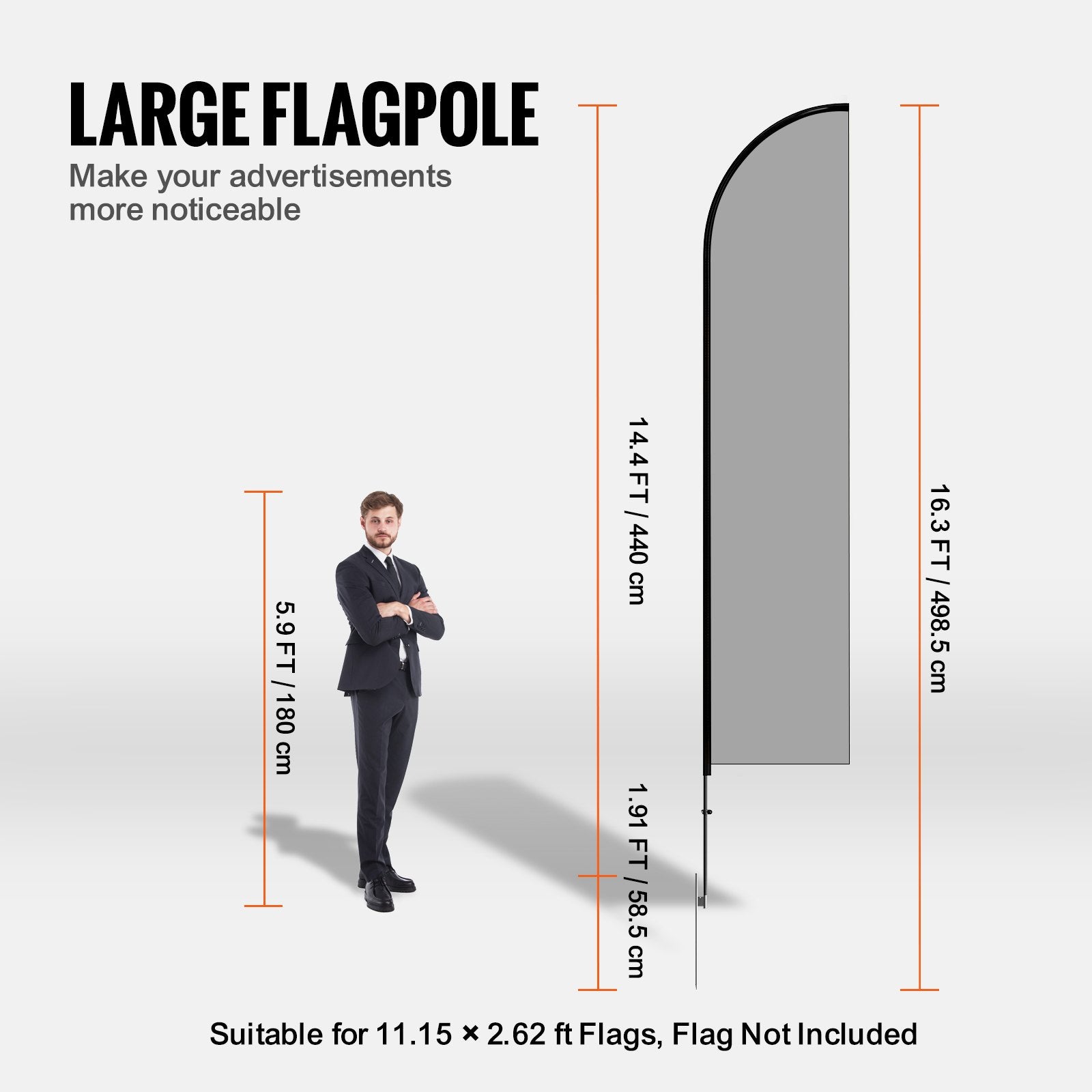 16.3FT Feather Flag Pole Set with Ground Stake and Carrying Bag