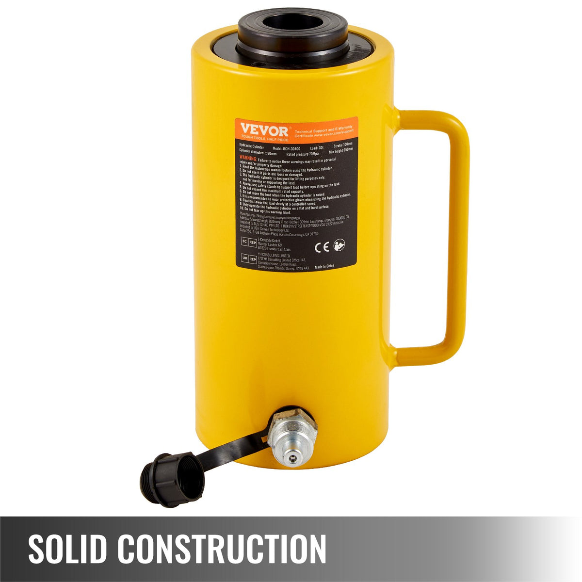 30 Ton Hollow Hydraulic Cylinder Jack 10.16 cm Stroke Lift Cylinder