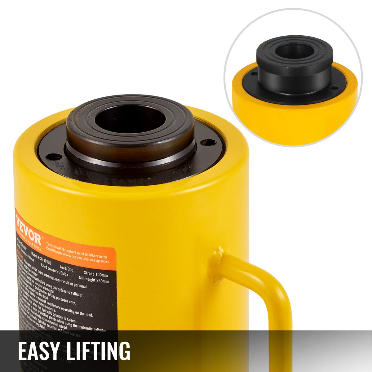 30 Ton Hollow Hydraulic Cylinder Jack 10.16 cm Stroke Lift Cylinder