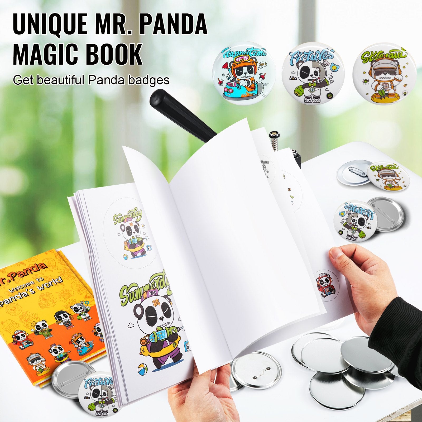 Button Maker Machine 3" 75MM Badge Pin Machine Press Kit with 100 Parts