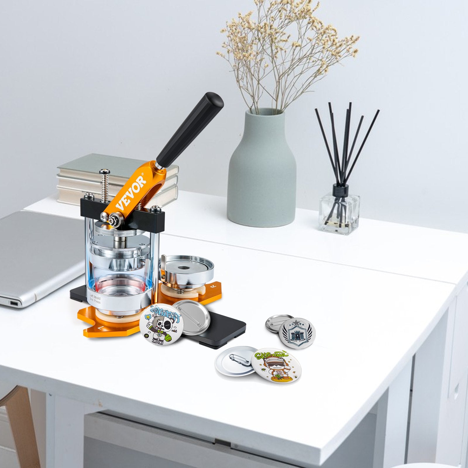 Button Maker Machine 3" 75MM Badge Pin Machine Press Kit with 100 Parts
