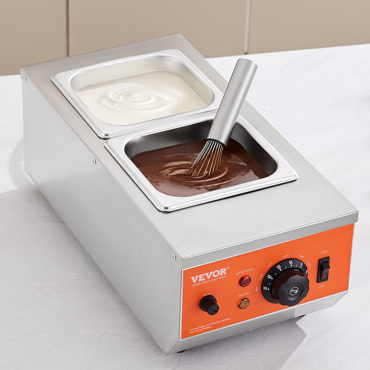 2 Tank Chocolate Tempering Machine 800W Stainless Steel Melter