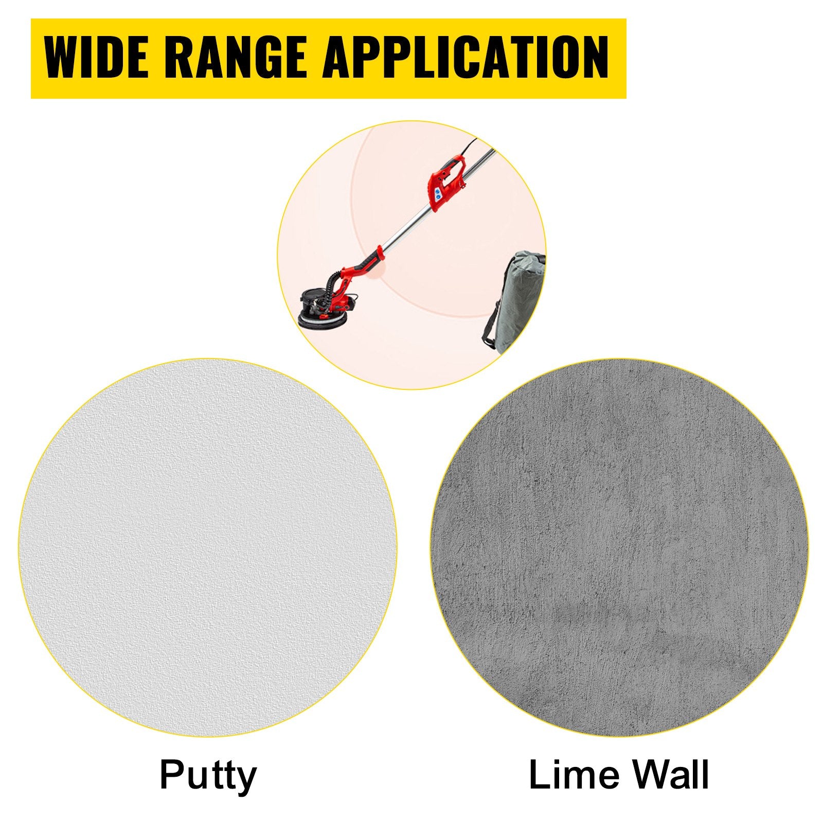 Foldable 850W Electric Drywall Sander Variable Speed 800-1750RPM Telescopic Dust