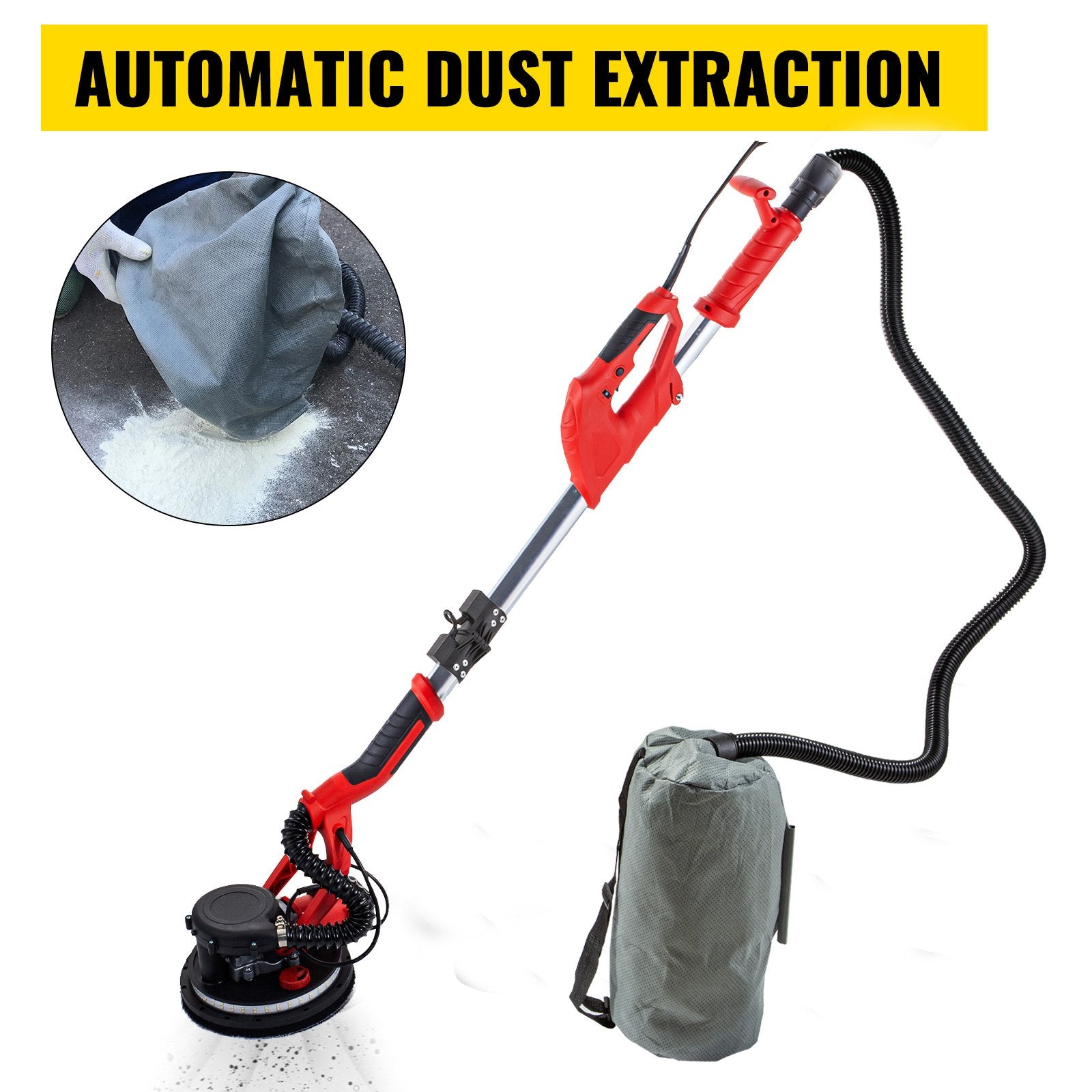 Drywall Sander 750W Electric Wall Sander 800–1750 RPM with LED Strip Light