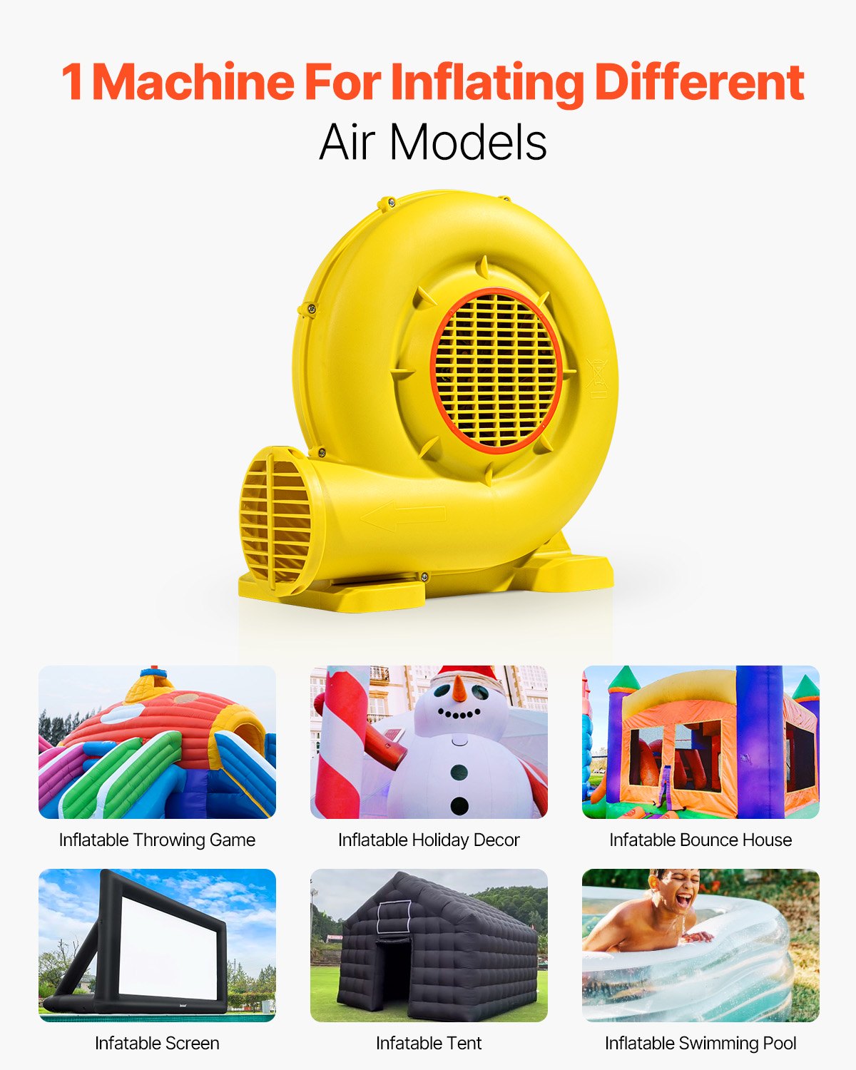 Inflatable Air Blower Pump Fan Bounce House Electric Pump Inflator Yellow