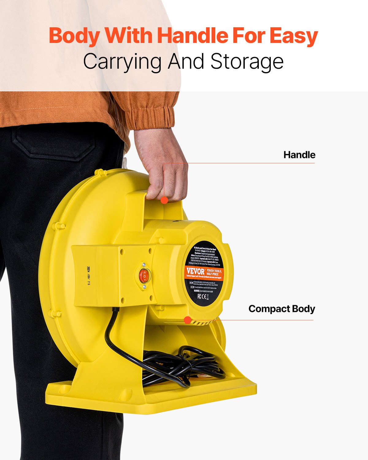 Inflatable Air Blower Pump Fan Bounce House Electric Pump Inflator Yellow
