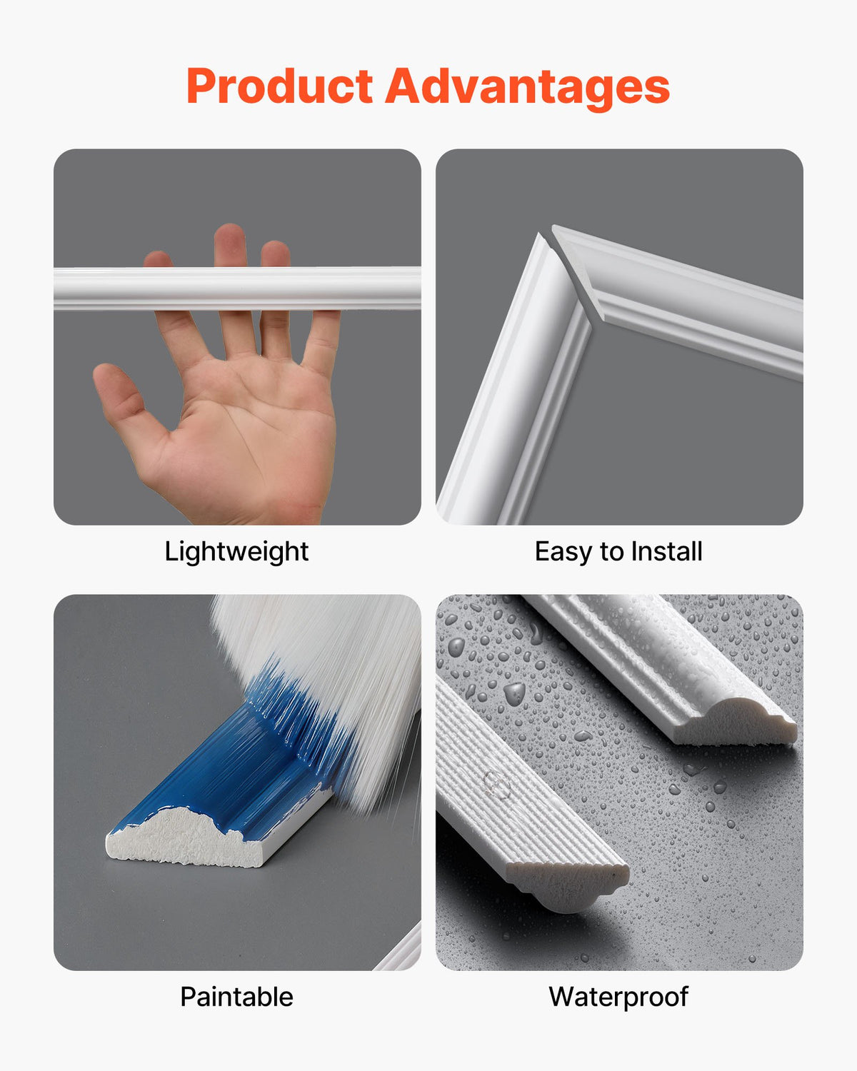 Wall Molding Wainscoting Panels Kit Paintable Accent Wall Trim White