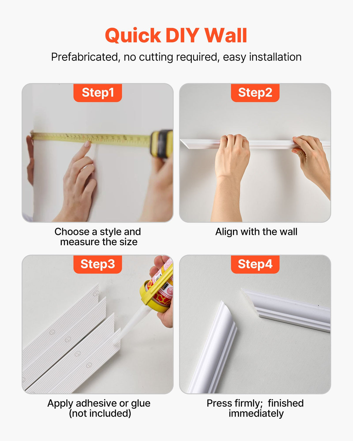 Wall Molding Wainscoting Panels Kit Paintable Accent Wall Trim White